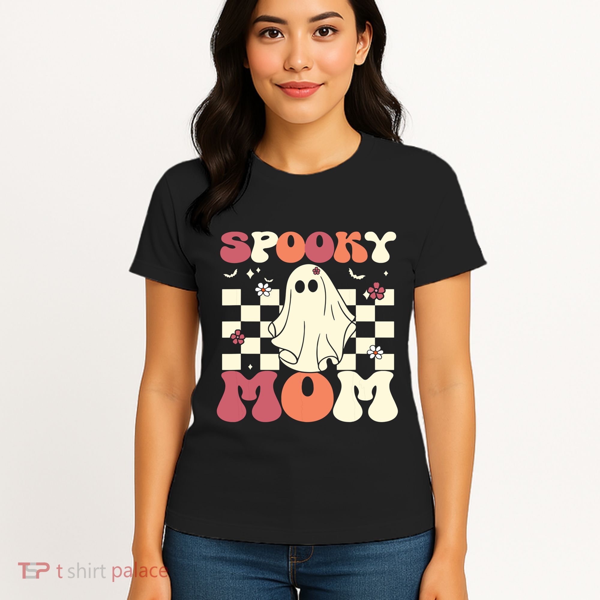 Spooky Mom Halloween Ghost Costume Retro Groovy Women's T-Shirt