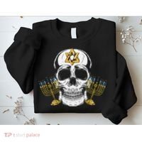 Skull Menorah Hanukkah Cool Skeleton Chanukah Jewish Holiday  Sweatshirt thumb 2