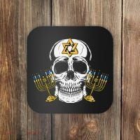 Skull Menorah Hanukkah Cool Skeleton Chanukah Jewish Holiday  Coaster thumb 0