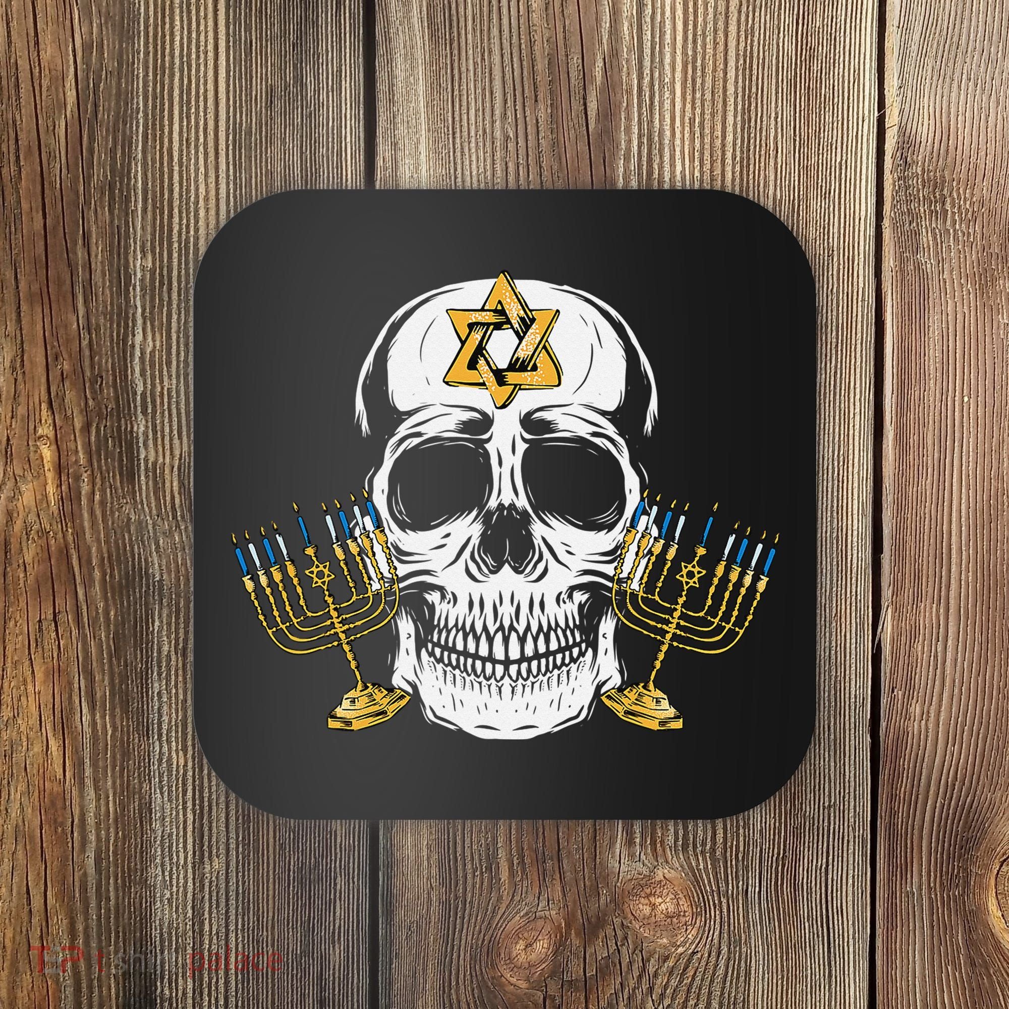 Skull Menorah Hanukkah Cool Skeleton Chanukah Jewish Holiday  Coaster