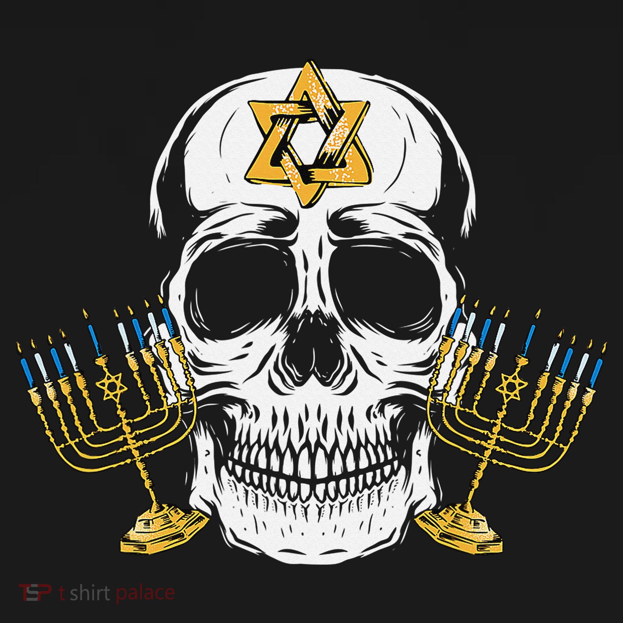 Skull Menorah Hanukkah Cool Skeleton Chanukah Jewish Holiday  Polo