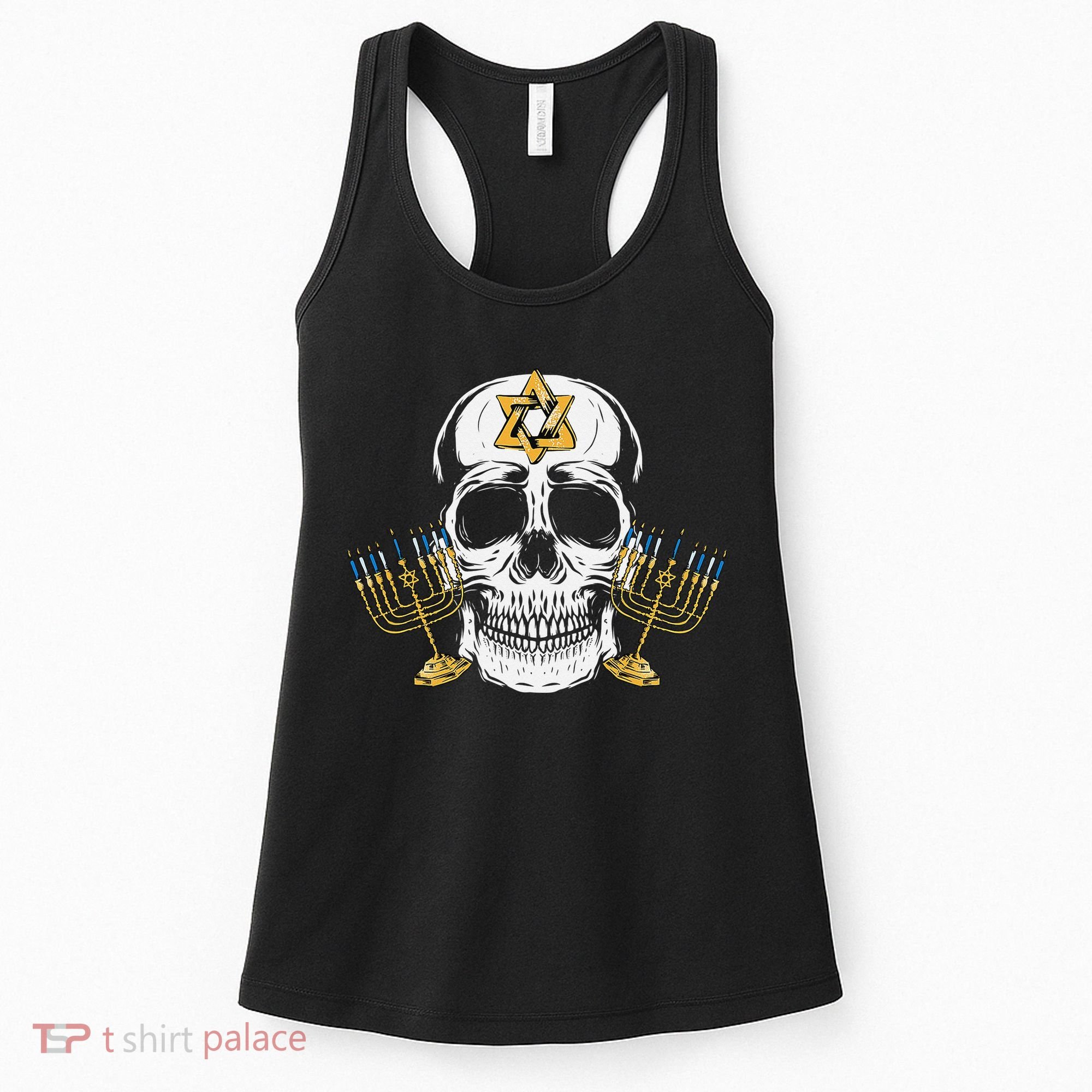 Skull Menorah Hanukkah Cool Skeleton Chanukah Jewish Holiday  Women's Tank Top