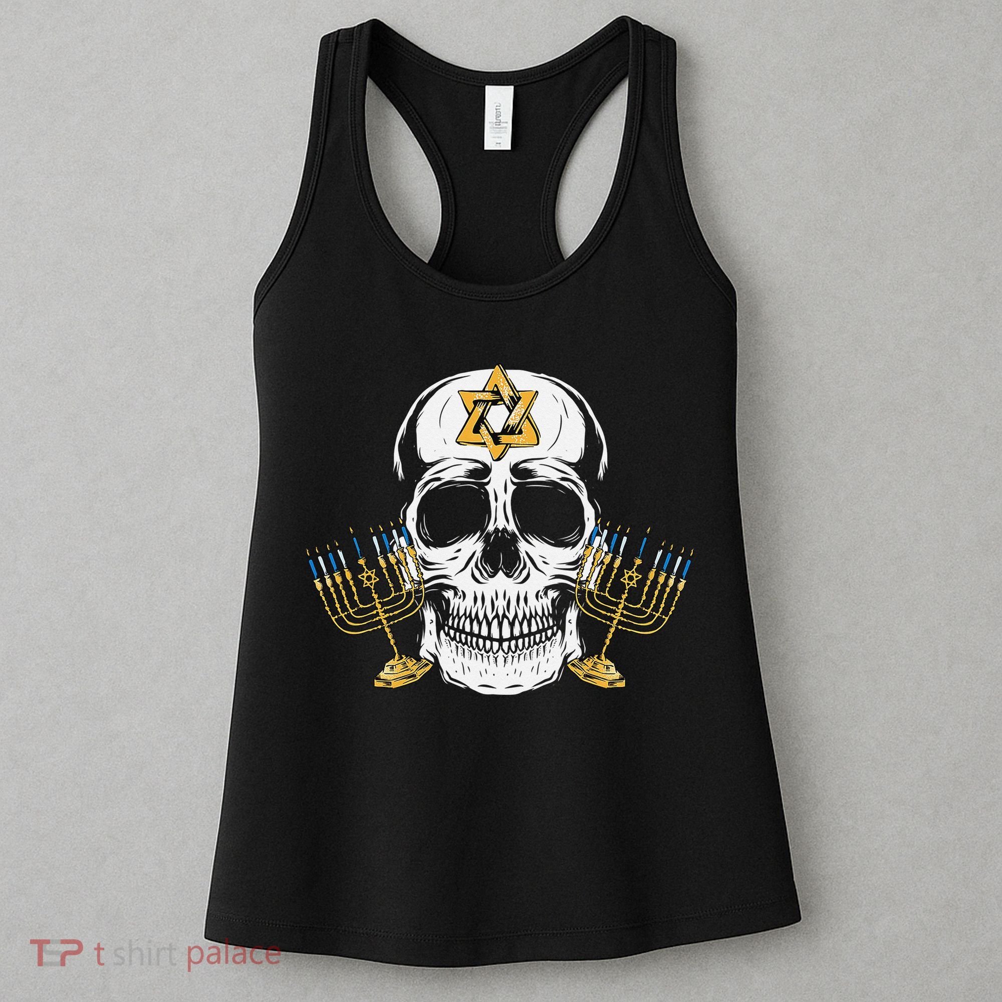 Skull Menorah Hanukkah Cool Skeleton Chanukah Jewish Holiday  Women's Tank Top