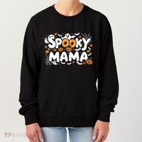 Spooky Mama Halloween Witchy Mom Ghosts And Pumpkins Costume Gift Women's Sweatshirt thumb 0