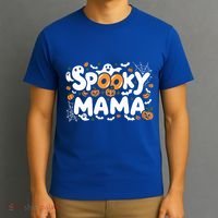 Spooky Mama Halloween Witchy Mom Ghosts And Pumpkins Costume Gift T-Shirt thumb 3