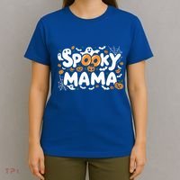 Spooky Mama Halloween Witchy Mom Ghosts And Pumpkins Costume Gift T-Shirt thumb 4