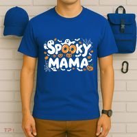 Spooky Mama Halloween Witchy Mom Ghosts And Pumpkins Costume Gift T-Shirt thumb 6