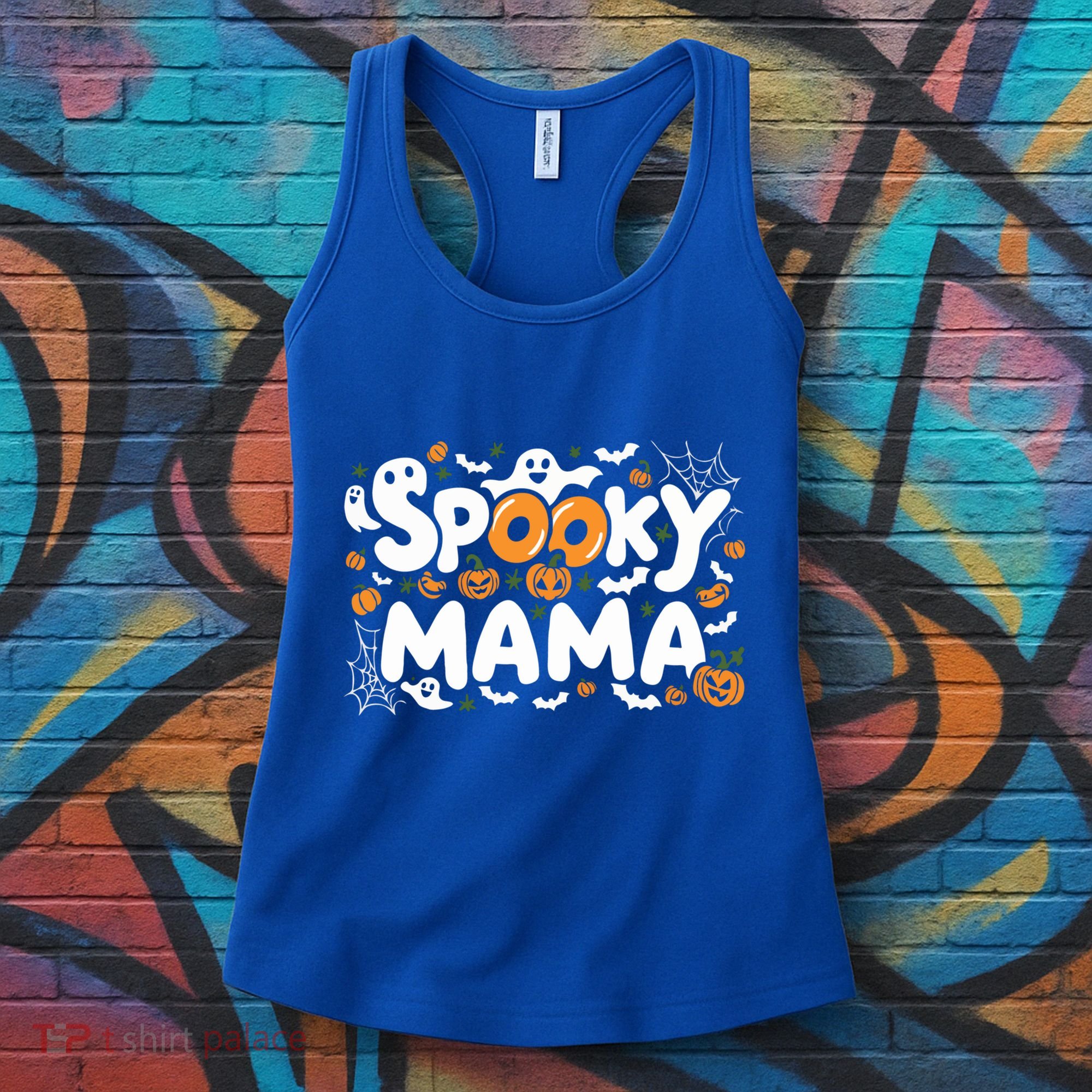 Spooky Mama Halloween Witchy Mom Ghosts And Pumpkins Costume Gift Women's Tank Top