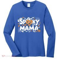 Spooky Mama Halloween Witchy Mom Ghosts And Pumpkins Costume Gift Women's Long Sleeve Shirt thumb 0