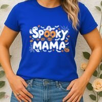 Spooky Mama Halloween Witchy Mom Ghosts And Pumpkins Costume Gift Women's T-Shirt thumb 2