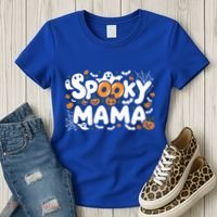 Spooky Mama Halloween Witchy Mom Ghosts And Pumpkins Costume Gift Women's T-Shirt thumb 3