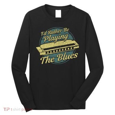 Style Musician Harmonica Blues Long Sleeve Shirt