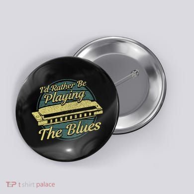 Style Musician Harmonica Blues Button