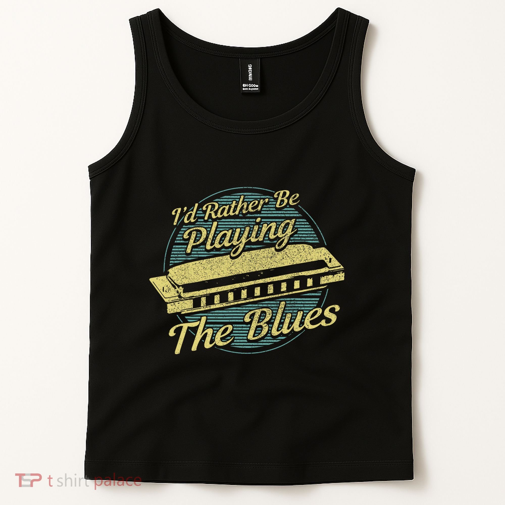 Style Musician Harmonica Blues Tank Top