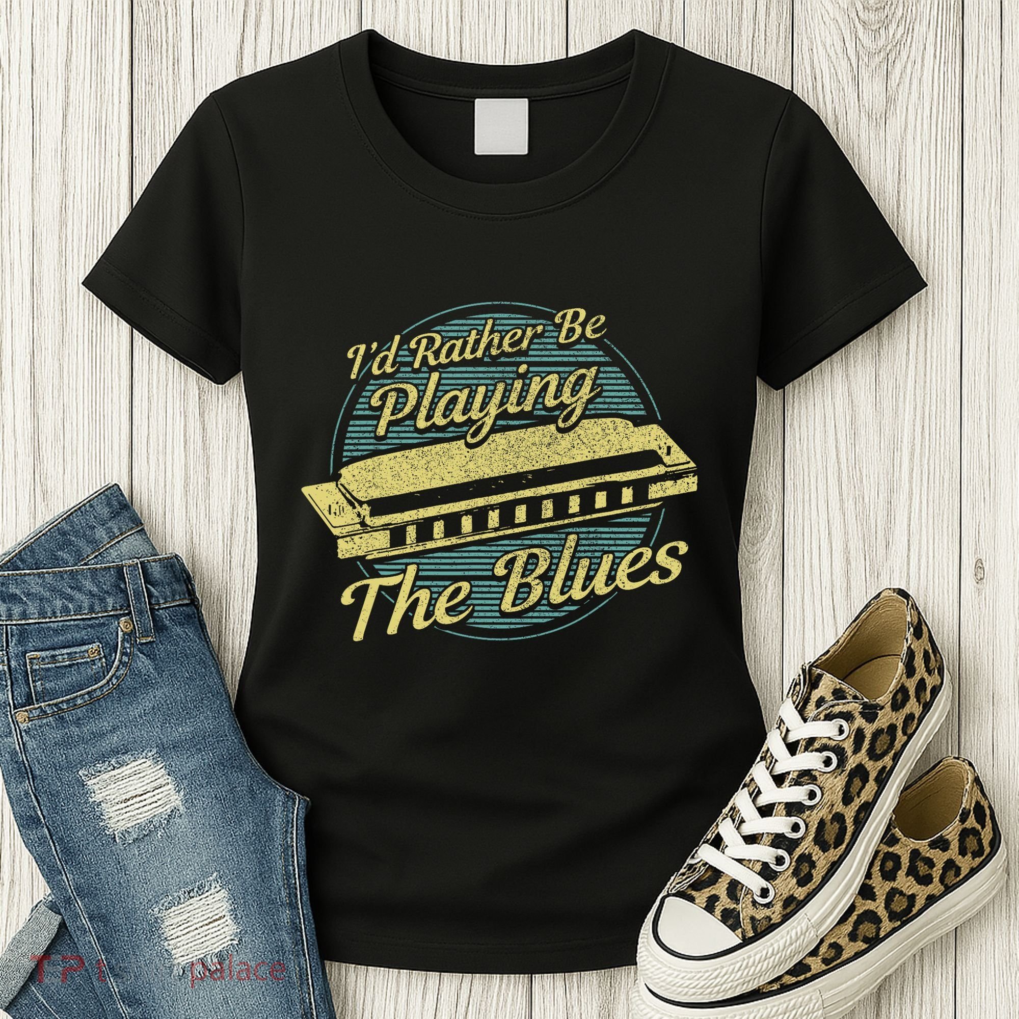 Style Musician Harmonica Blues Women's T-Shirt