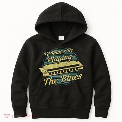 Style Musician Harmonica Blues Kids Hoodie
