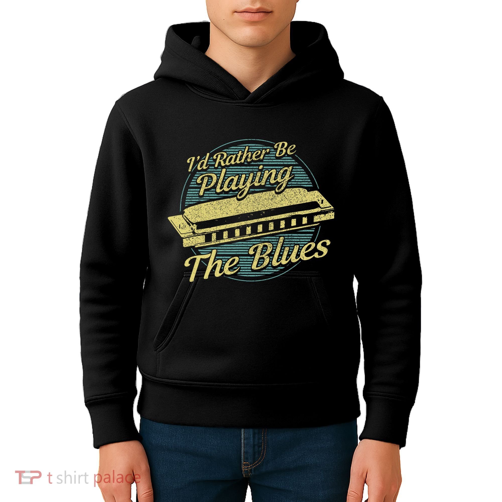 Style Musician Harmonica Blues Kids Hoodie
