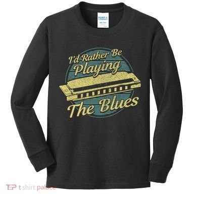 Style Musician Harmonica Blues Kids Long Sleeve Shirt