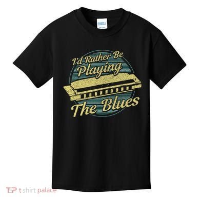 Style Musician Harmonica Blues Kids T-Shirt