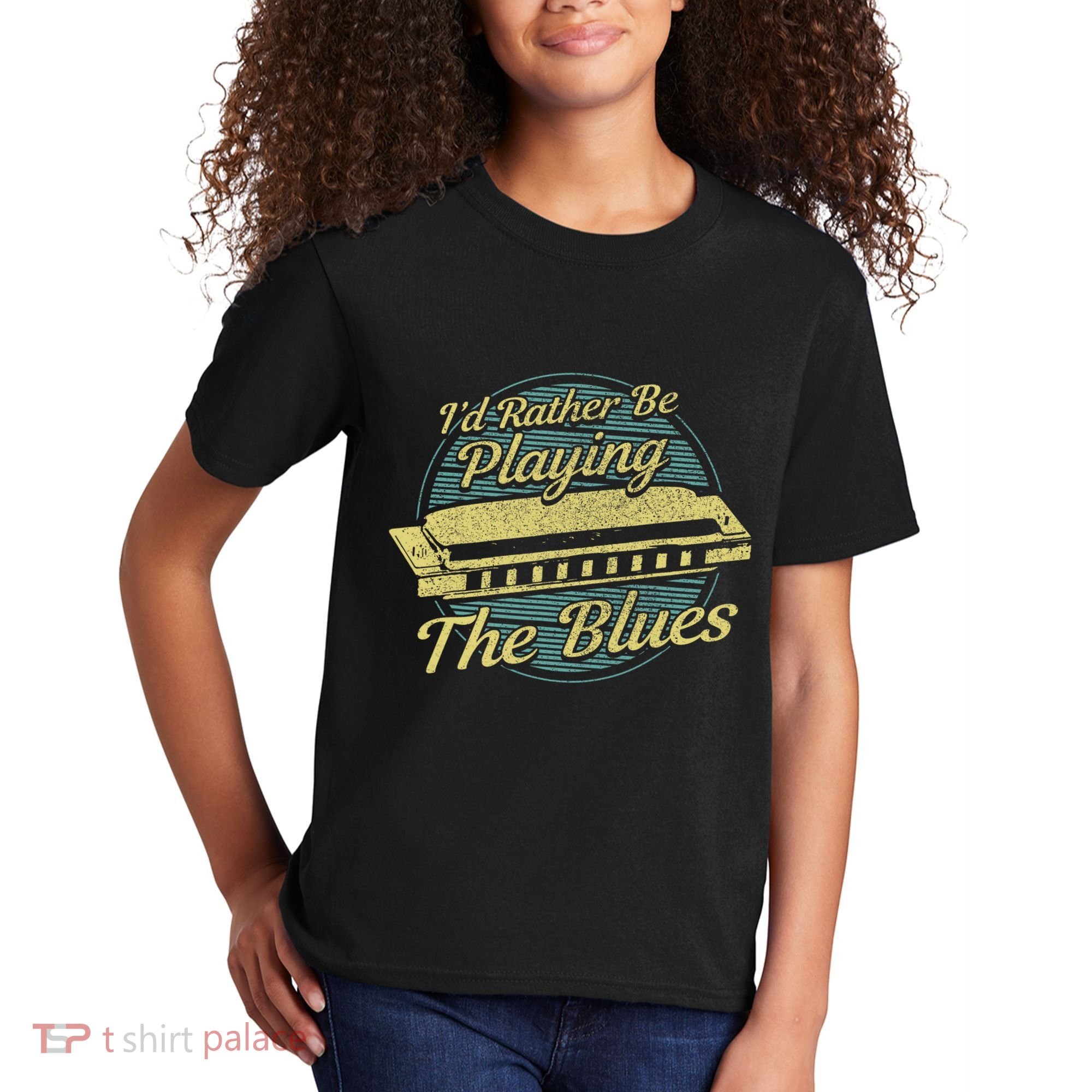 Style Musician Harmonica Blues Kids T-Shirt