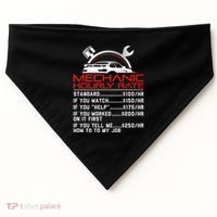 Sarcastic Mechanic Hourly Rate Skilled Professional USA-Made Doggie Bandana thumb 0