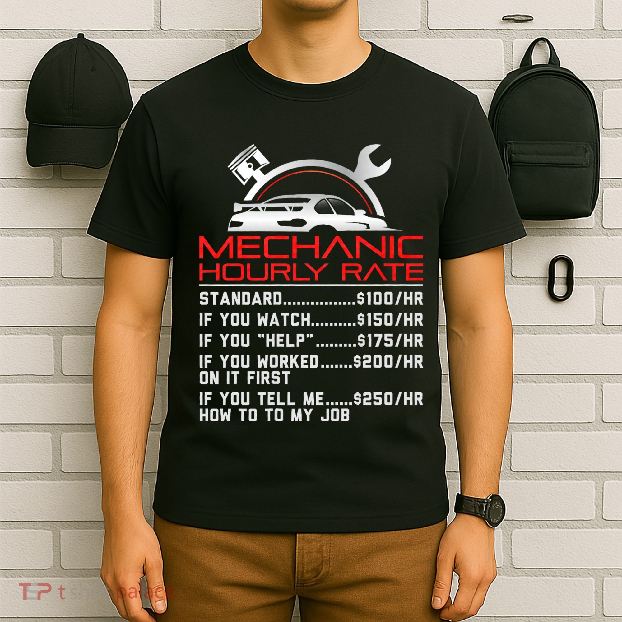 Sarcastic Mechanic Hourly Rate Skilled Professional T-Shirt