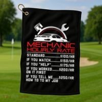 Sarcastic Mechanic Hourly Rate Skilled Professional Golf Towel thumb 1