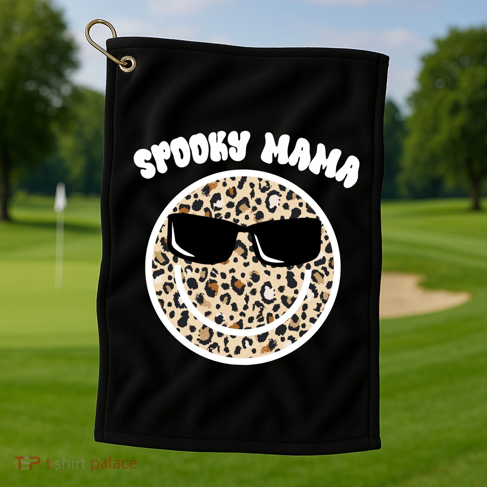 Spooky Mama Halloween Cheetah Smile Golf Towel