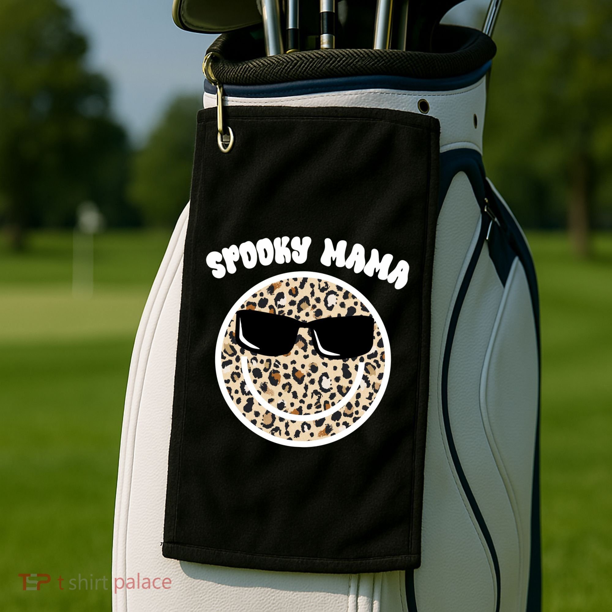 Spooky Mama Halloween Cheetah Smile Golf Towel