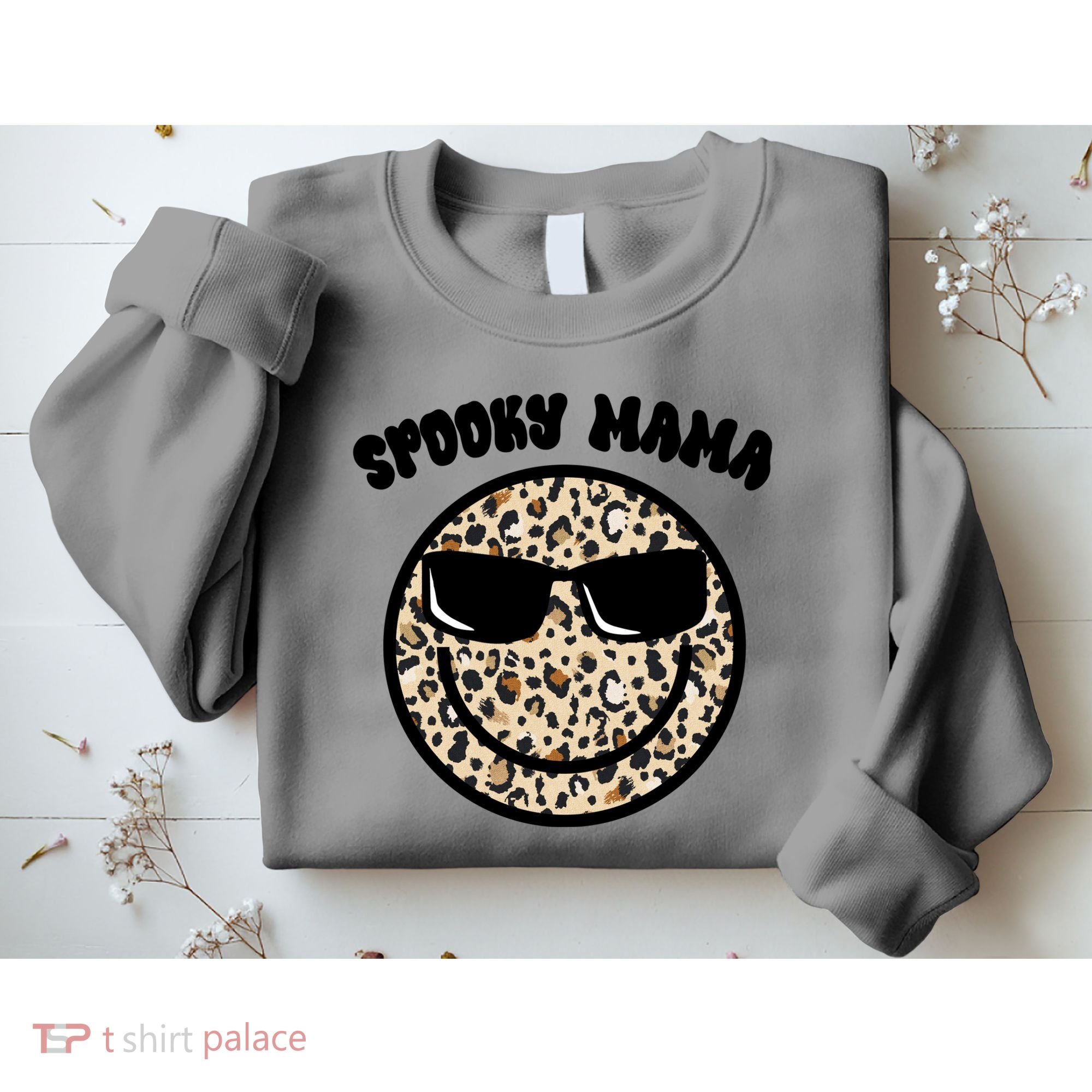 Spooky Mama Halloween Cheetah Smile Sweatshirt