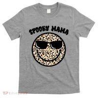 Spooky Mama Halloween Cheetah Smile T-Shirt thumb 0