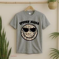 Spooky Mama Halloween Cheetah Smile T-Shirt thumb 2