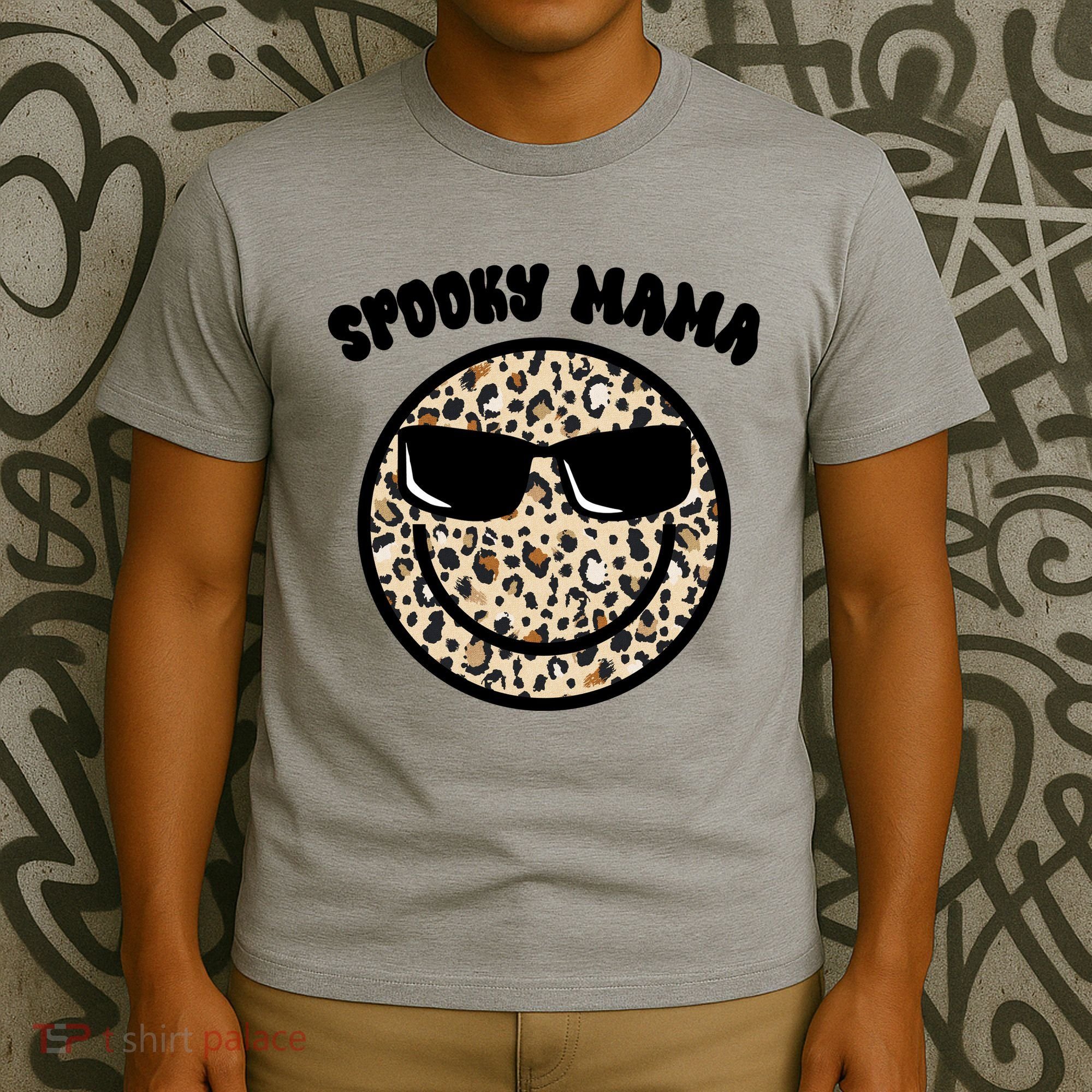 Spooky Mama Halloween Cheetah Smile T-Shirt