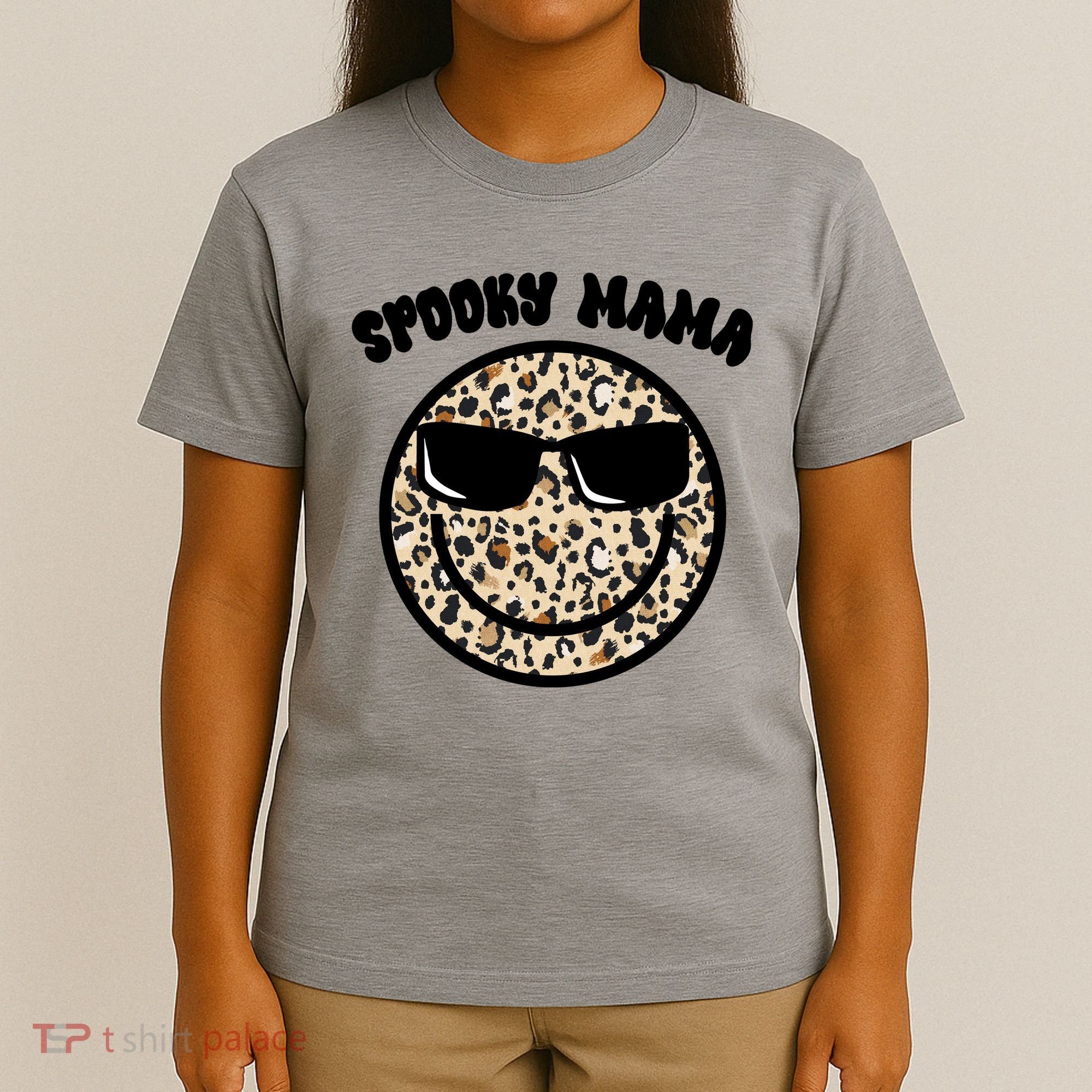 Spooky Mama Halloween Cheetah Smile T-Shirt