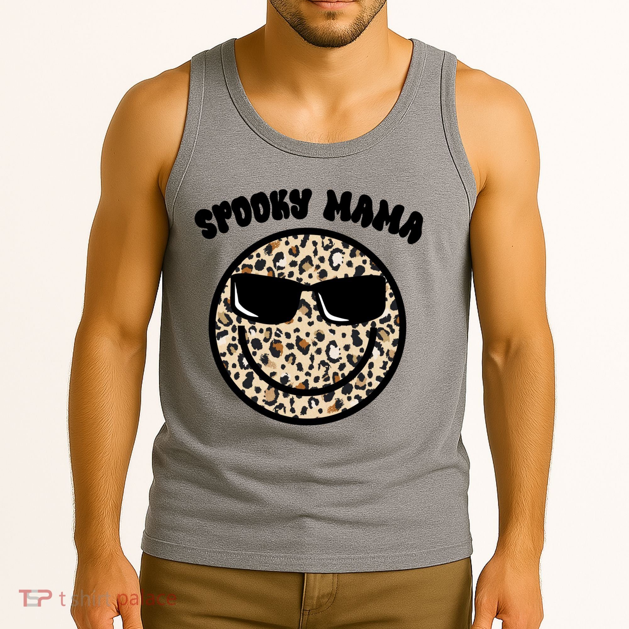Spooky Mama Halloween Cheetah Smile Tank Top