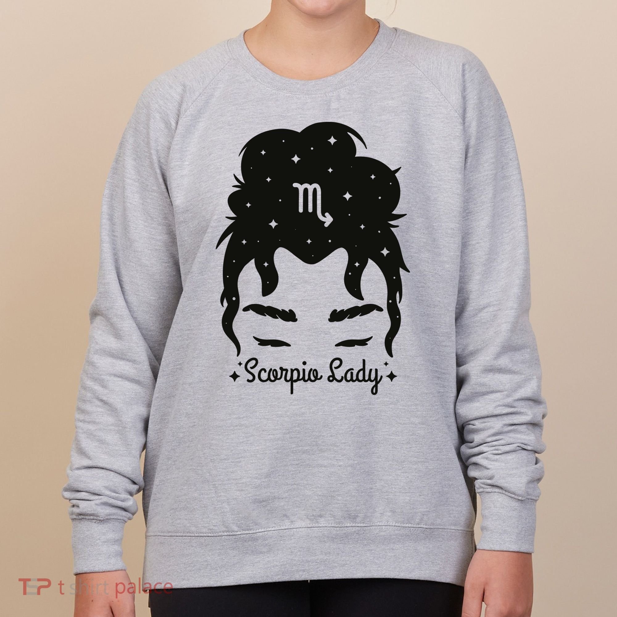 Scorpio Messy Hair Bun Birthday Gift Women's Sweatshirt