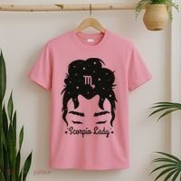 Scorpio Messy Hair Bun Birthday Gift T-Shirt thumb 2
