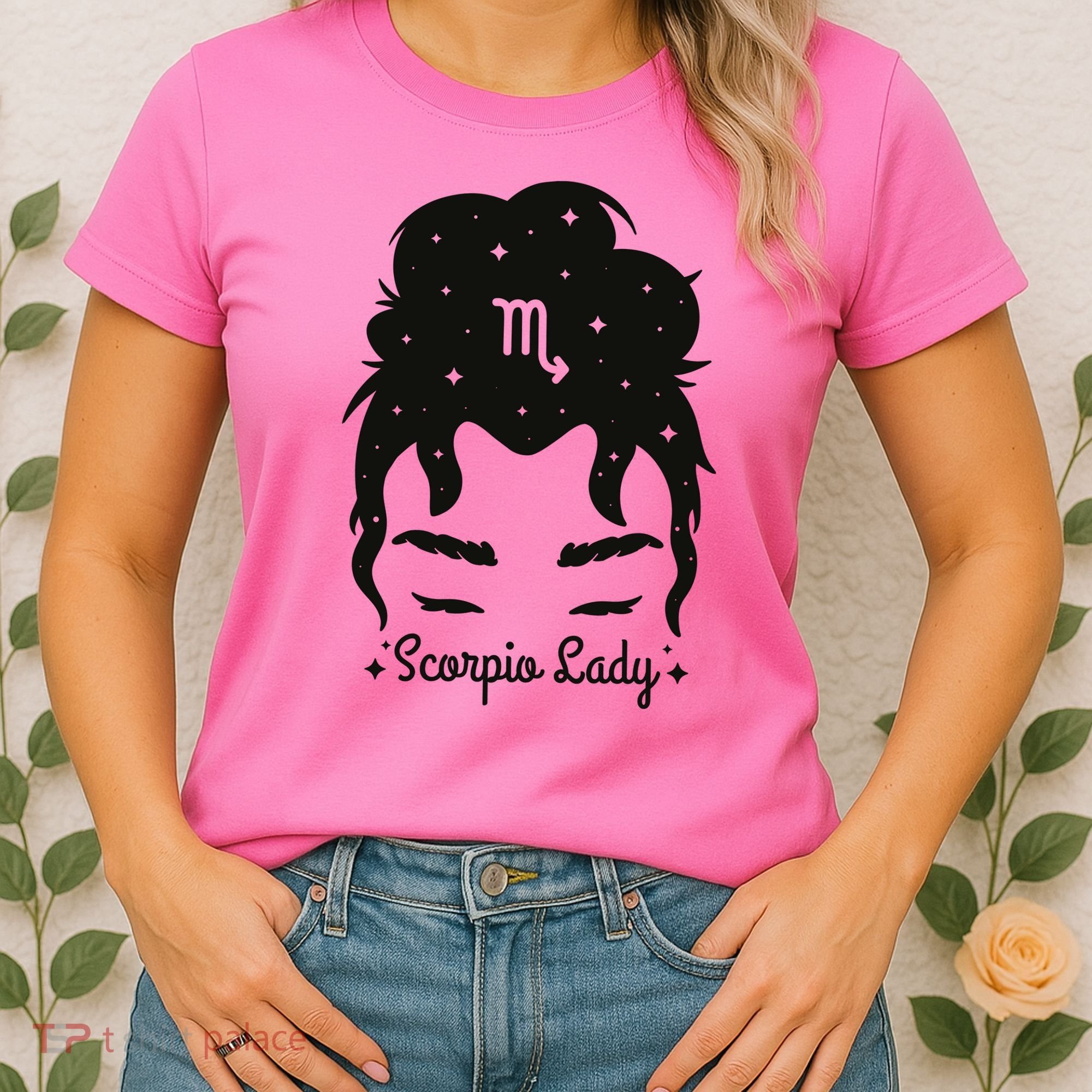 Scorpio Messy Hair Bun Birthday Gift Women's T-Shirt