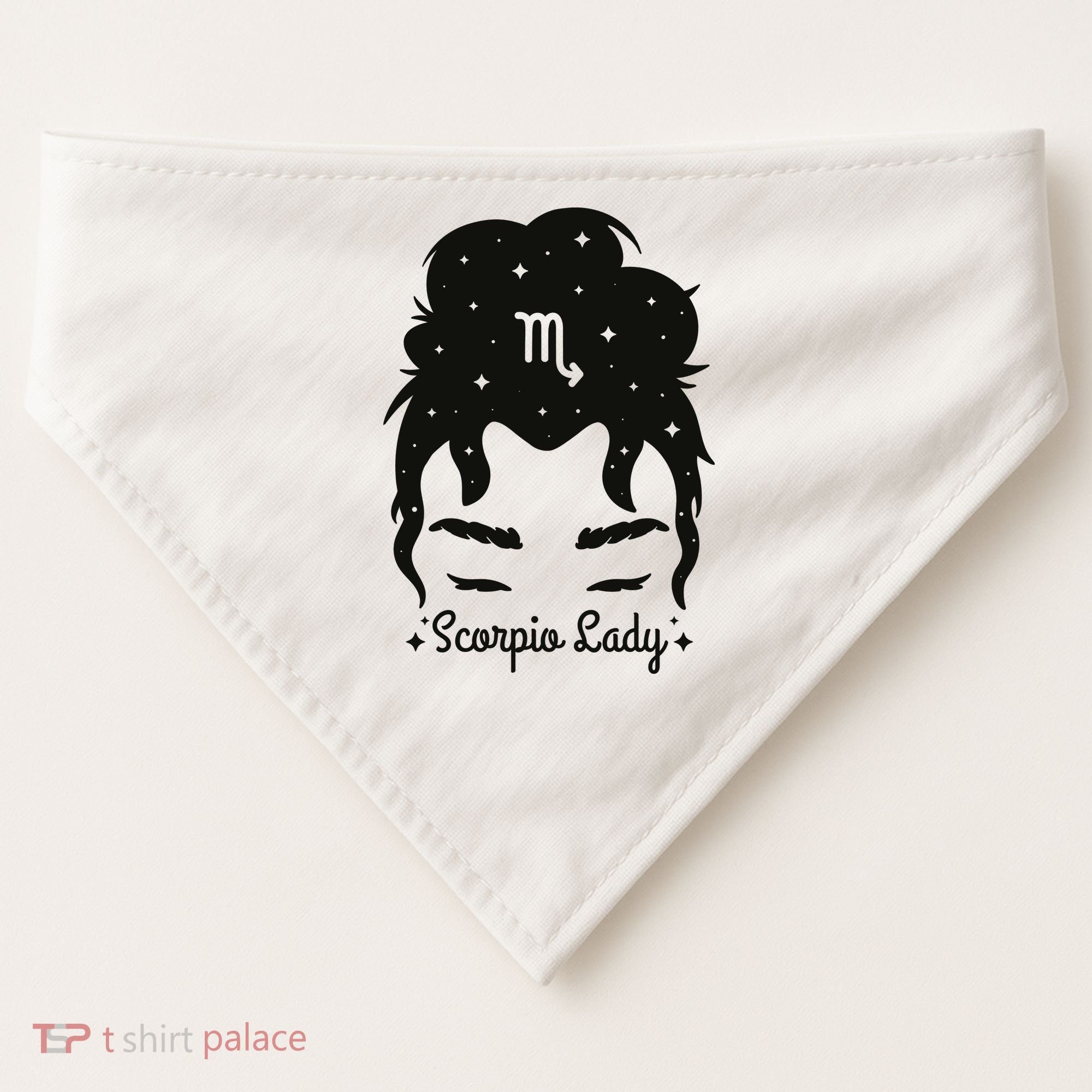 Scorpio Messy Hair Bun Birthday Gift USA-Made Doggie Bandana