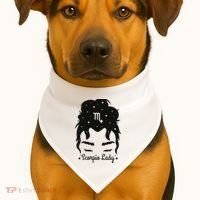 Scorpio Messy Hair Bun Birthday Gift USA-Made Doggie Bandana thumb 1