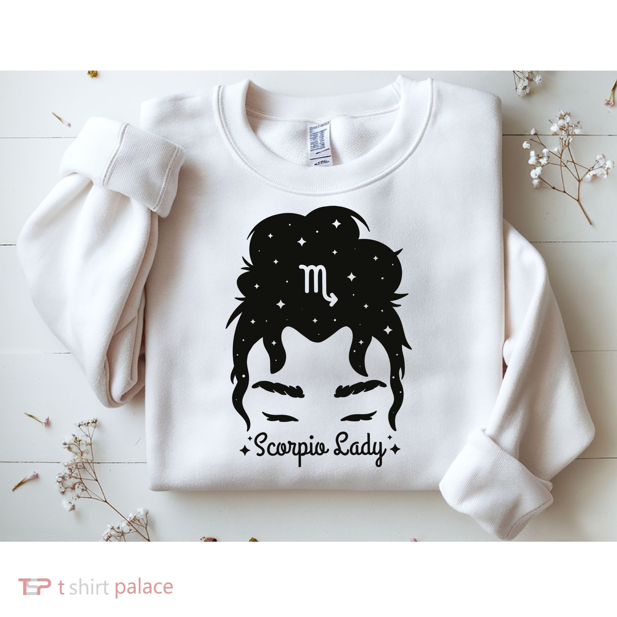 Scorpio Messy Hair Bun Birthday Gift Sweatshirt