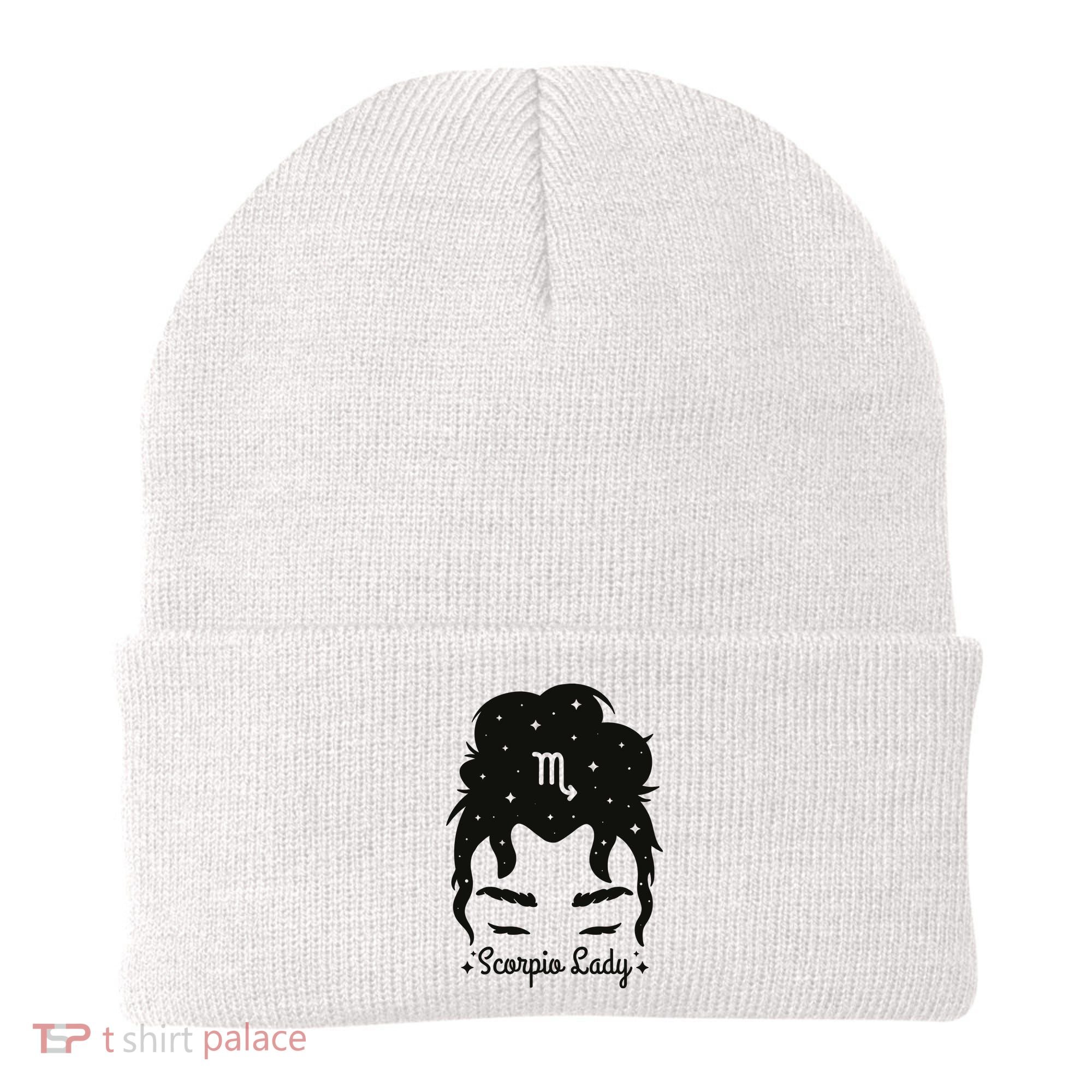 Scorpio Messy Hair Bun Birthday Gift Beanie