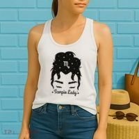 Scorpio Messy Hair Bun Birthday Gift Women's Tank Top thumb 2