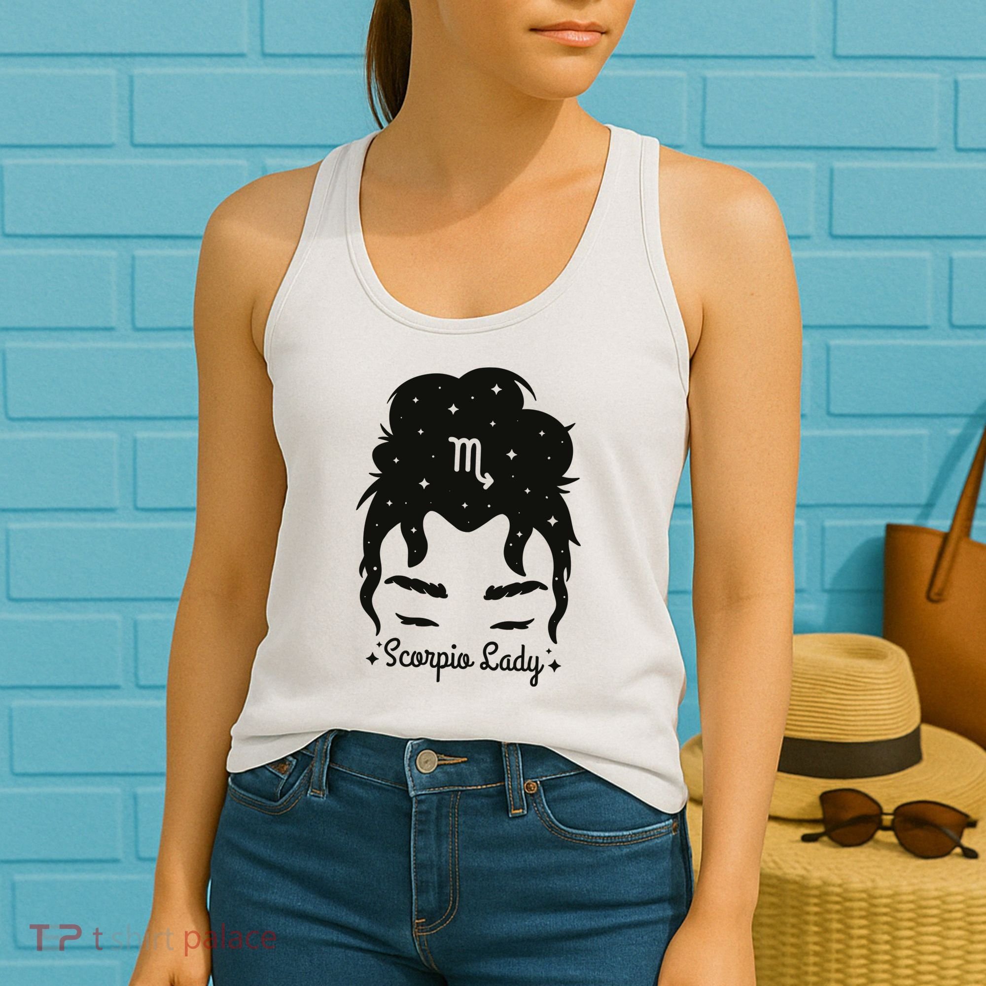 Scorpio Messy Hair Bun Birthday Gift Women's Tank Top