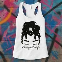 Scorpio Messy Hair Bun Birthday Gift Women's Tank Top thumb 3
