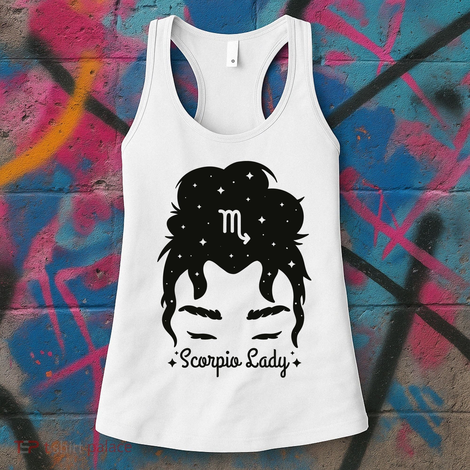 Scorpio Messy Hair Bun Birthday Gift Women's Tank Top