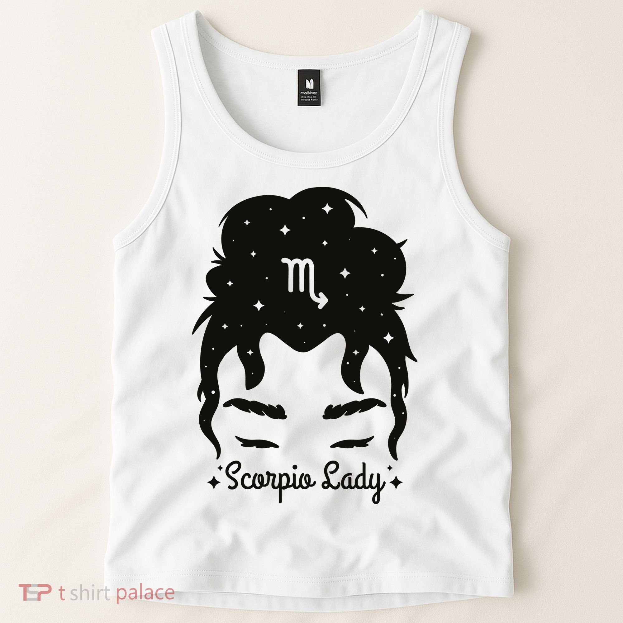 Scorpio Messy Hair Bun Birthday Gift Tank Top