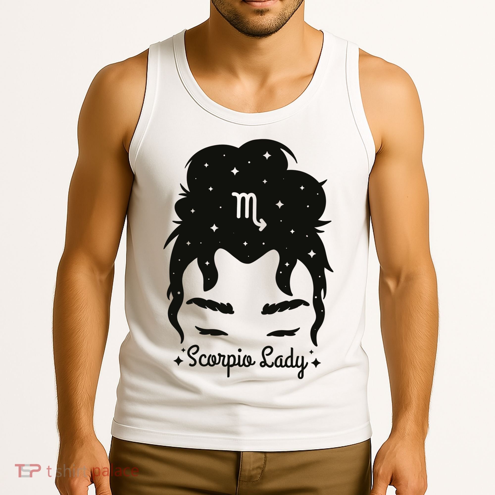 Scorpio Messy Hair Bun Birthday Gift Tank Top