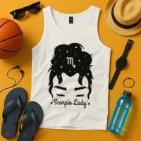 Scorpio Messy Hair Bun Birthday Gift Tank Top thumb 4