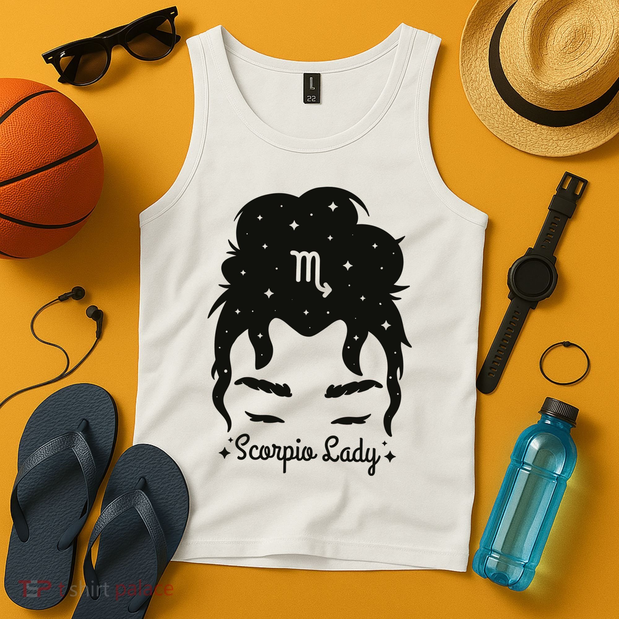 Scorpio Messy Hair Bun Birthday Gift Tank Top